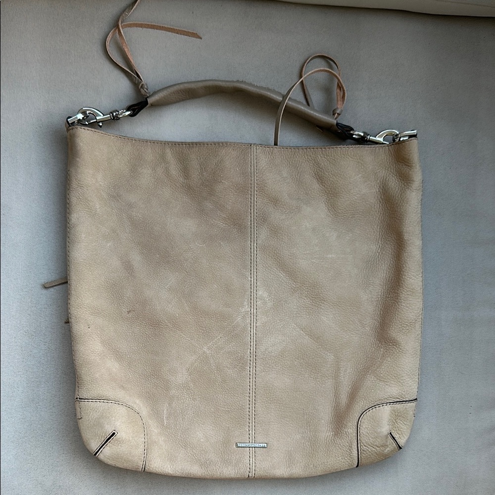 Beige Leather Shoulder Bag
